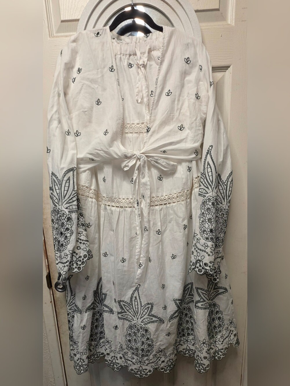 Truth White Long Sleeve Two Piece Embroidered Boho Dress